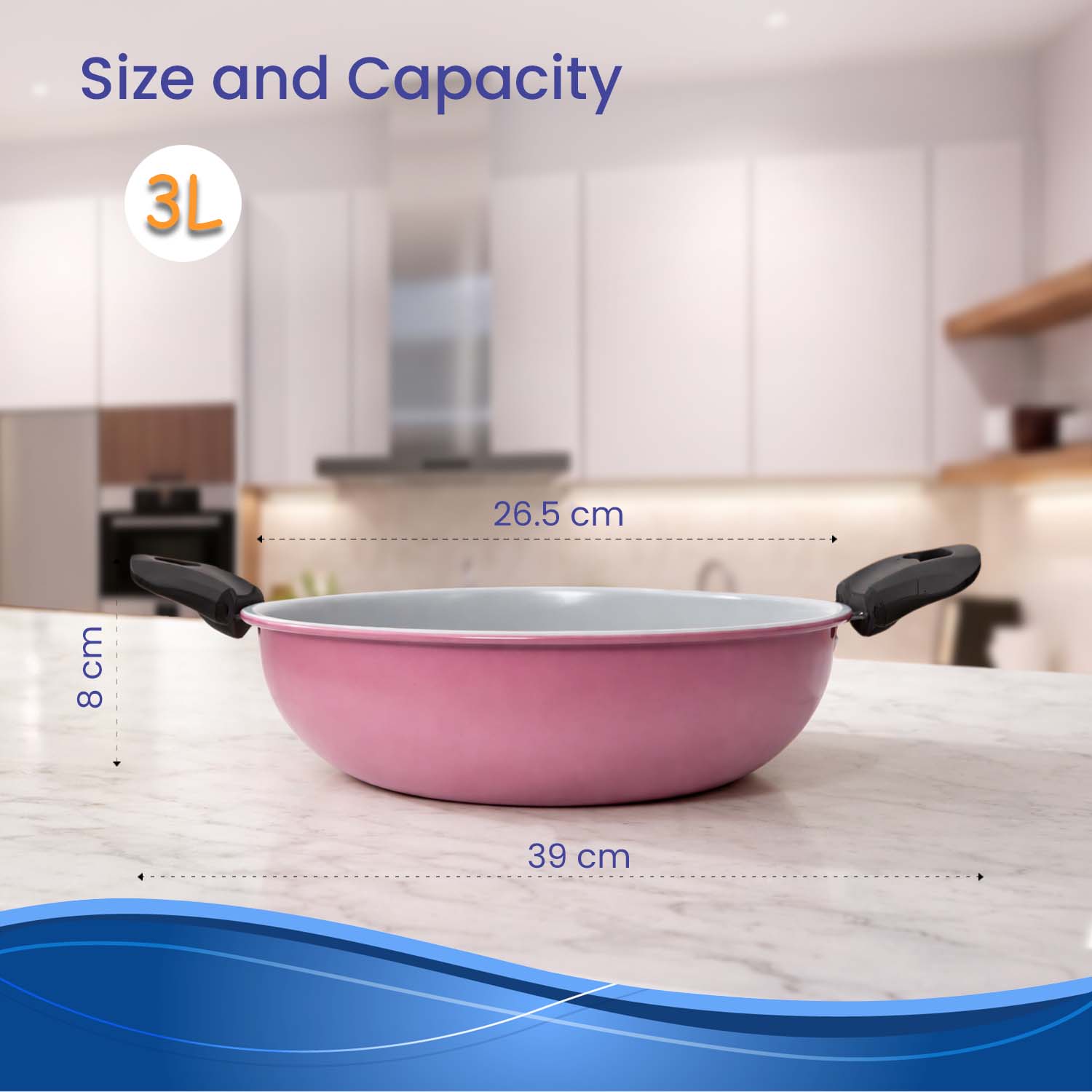 Non-Stick Premium Pink Kadhai | FDA Approved