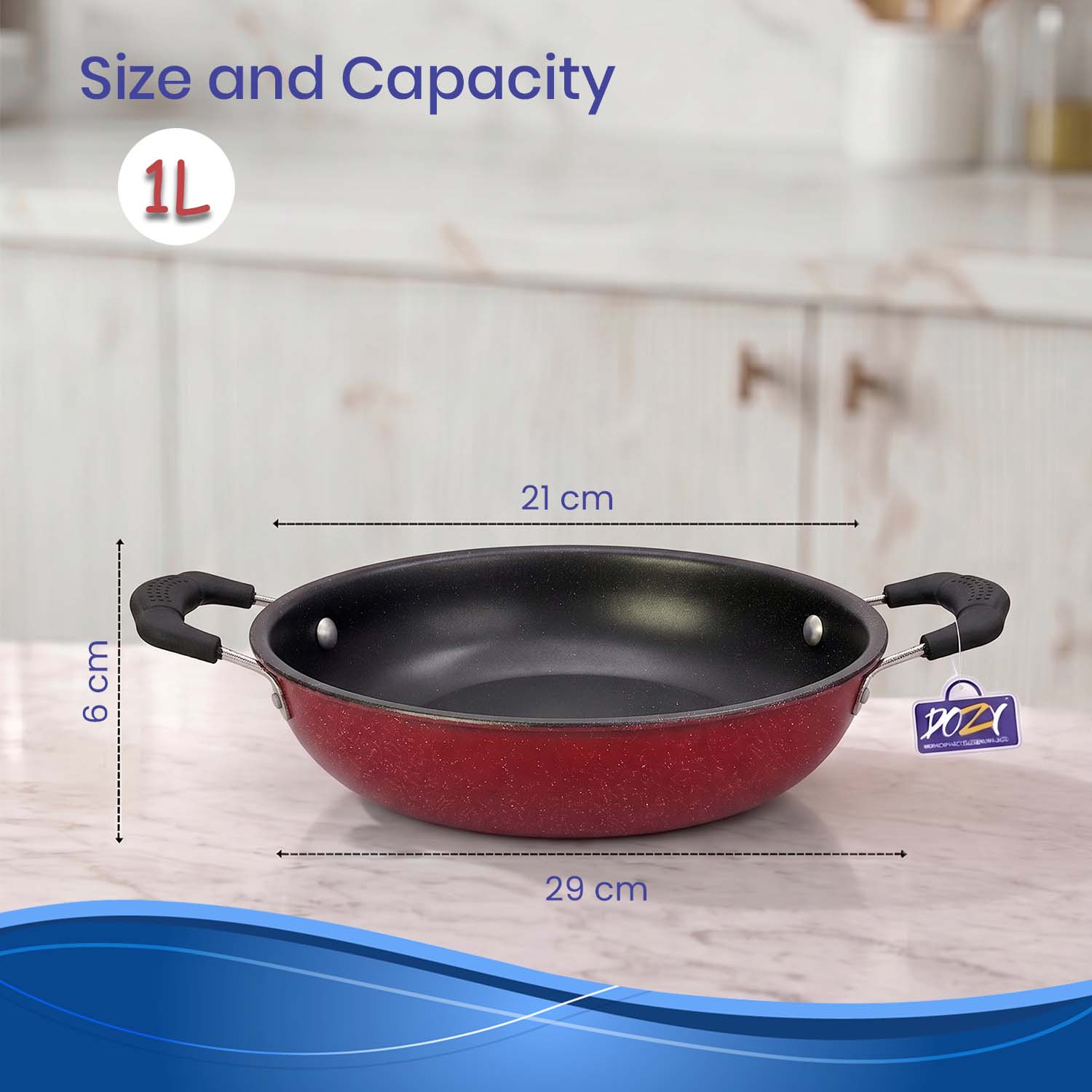 Premium Non-Stick Maroon Kadhai with Staycool Handles