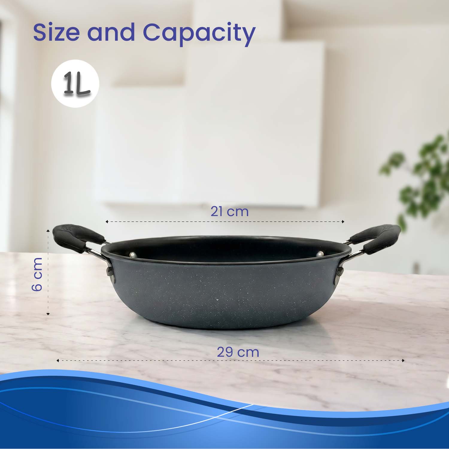 Premium Grey Non-Stick Kadai with Staycool Rivetless Handles