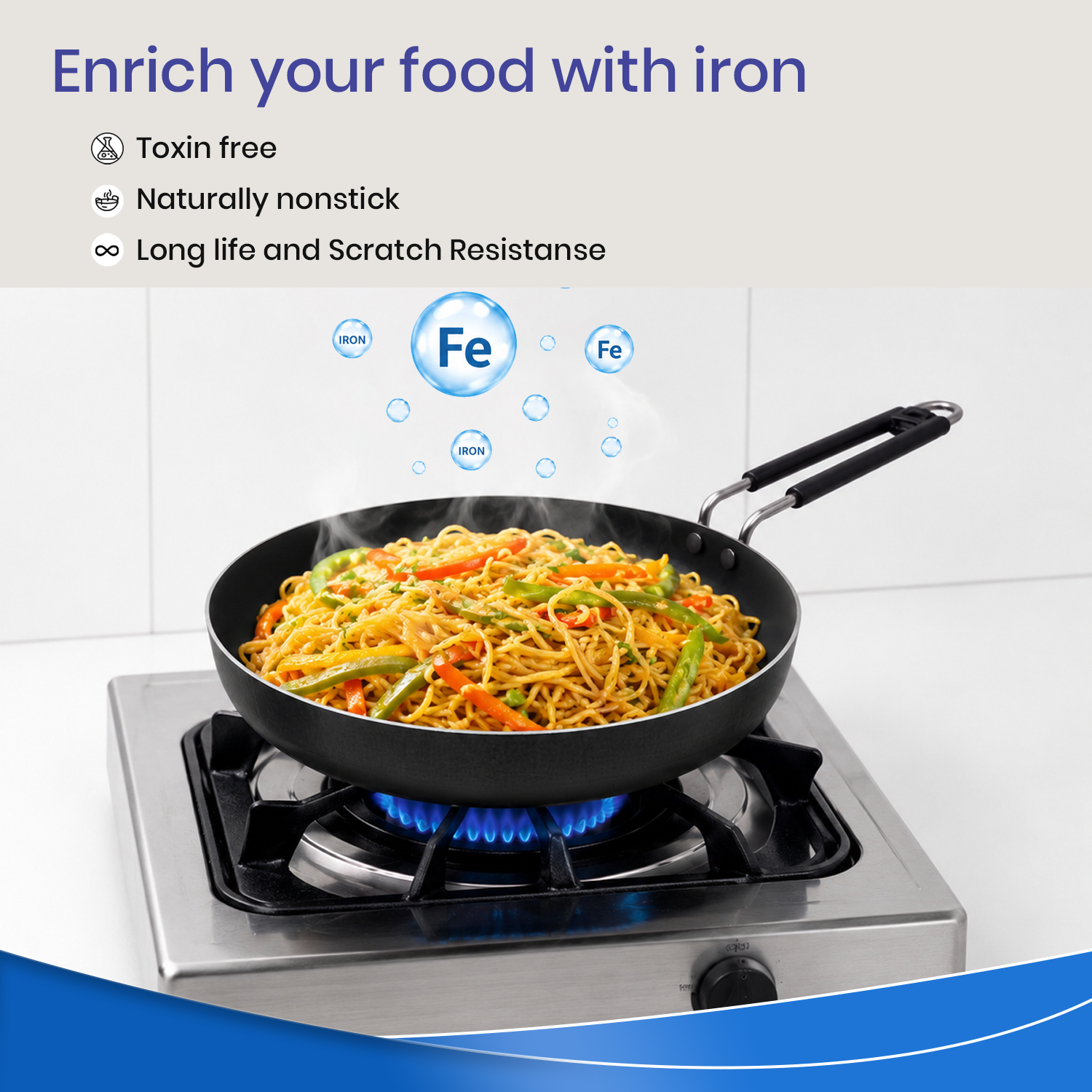 Pre-Seasoned  Iron Frypan, 100% pure, Toxin Free
