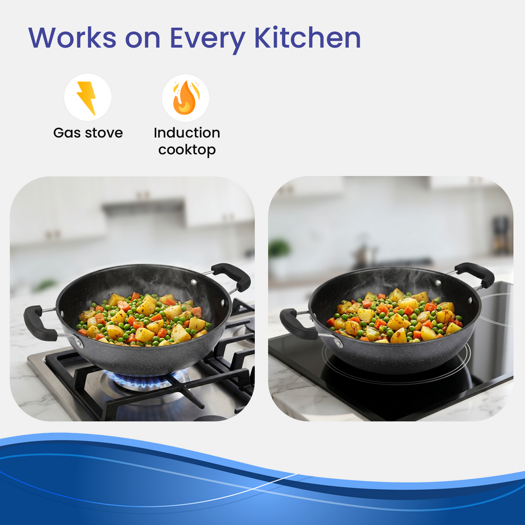 Non-Stick Kadhai | Gas & Induction | FDA Approved
