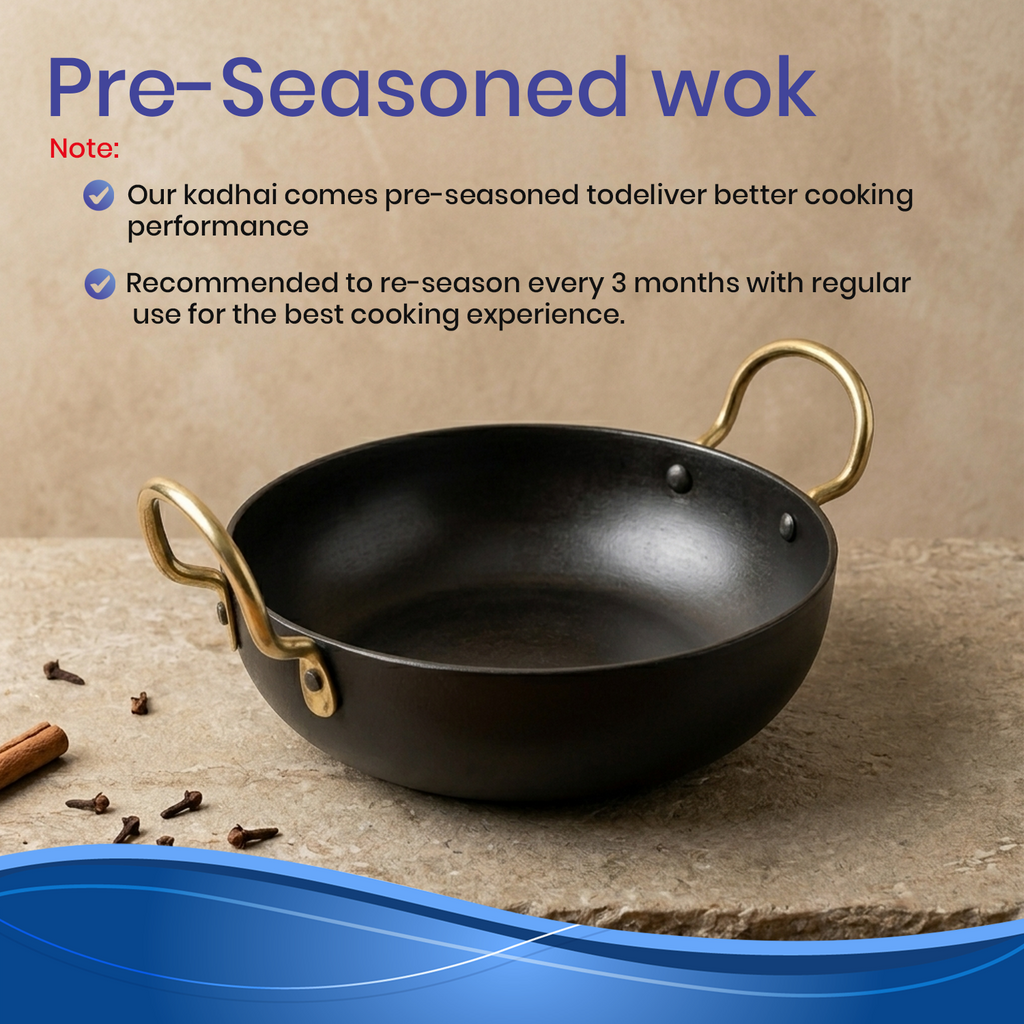 Dozy Iron kadai Pre-seasoned, 100% Pure, Toxin-free
