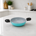 Non-Stick Premium blue Wok Pan (Kadhai) with Stay-Cool Handles
