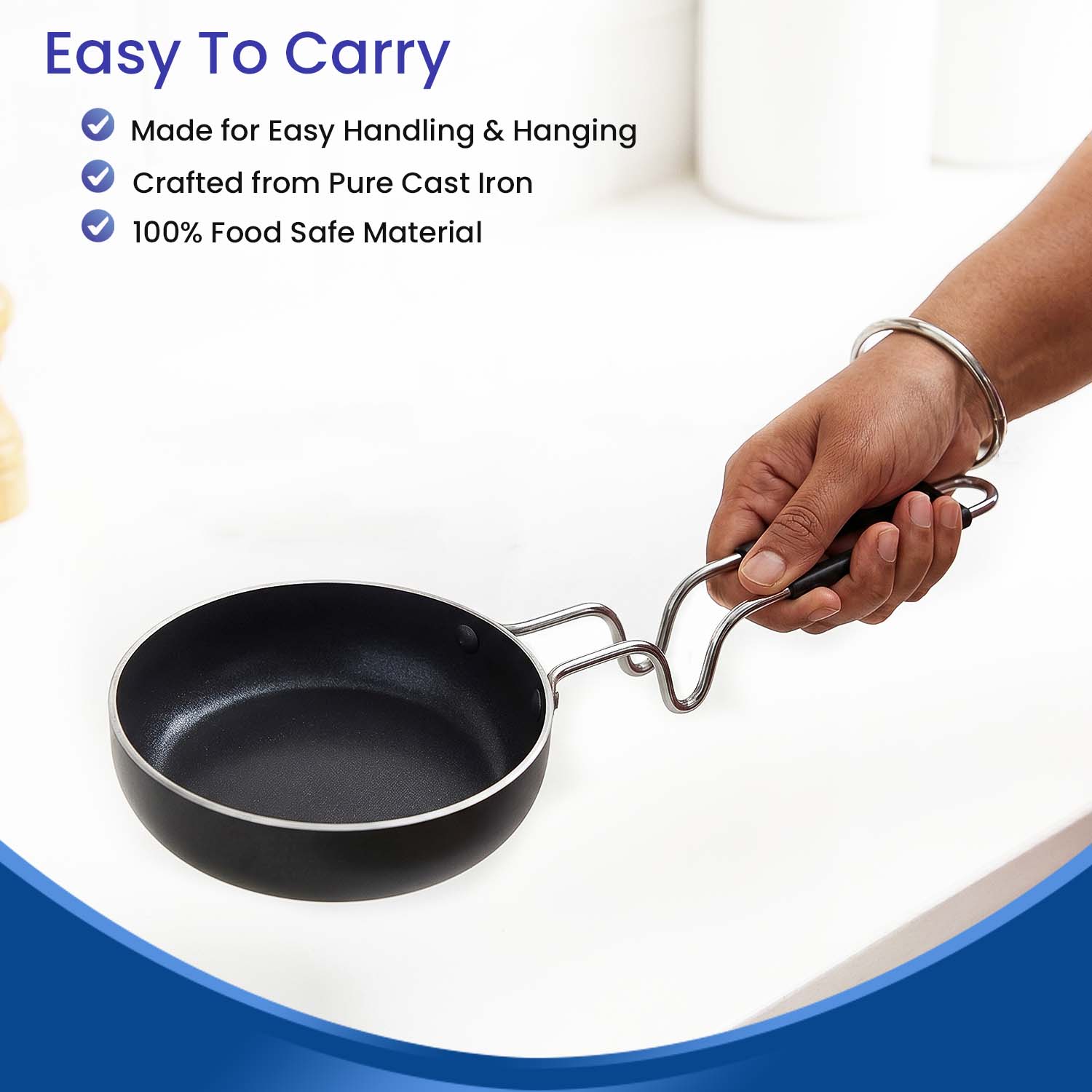 Iron Tadka Pan Pre-seasoned, 100% Pure, Toxin-free
