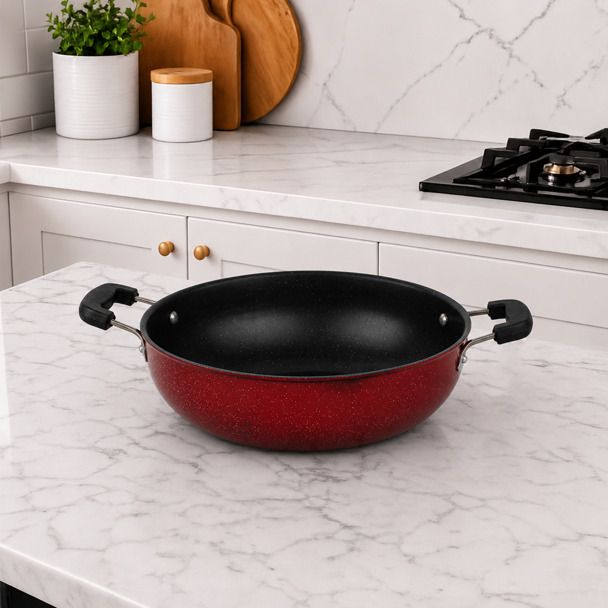 Non-Stick Kadai with Staycool Handles, FDA Approved