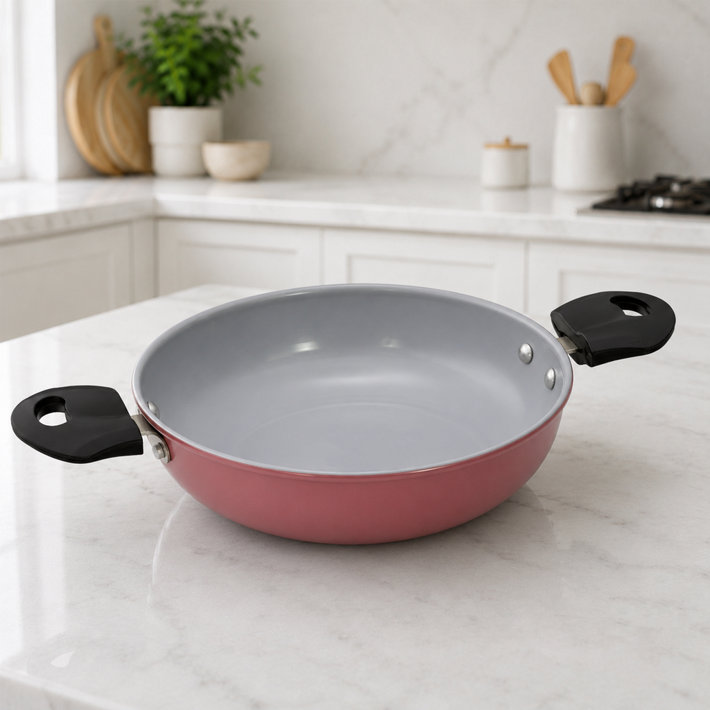 Non-Stick Premium Pink Kadhai | FDA Approved