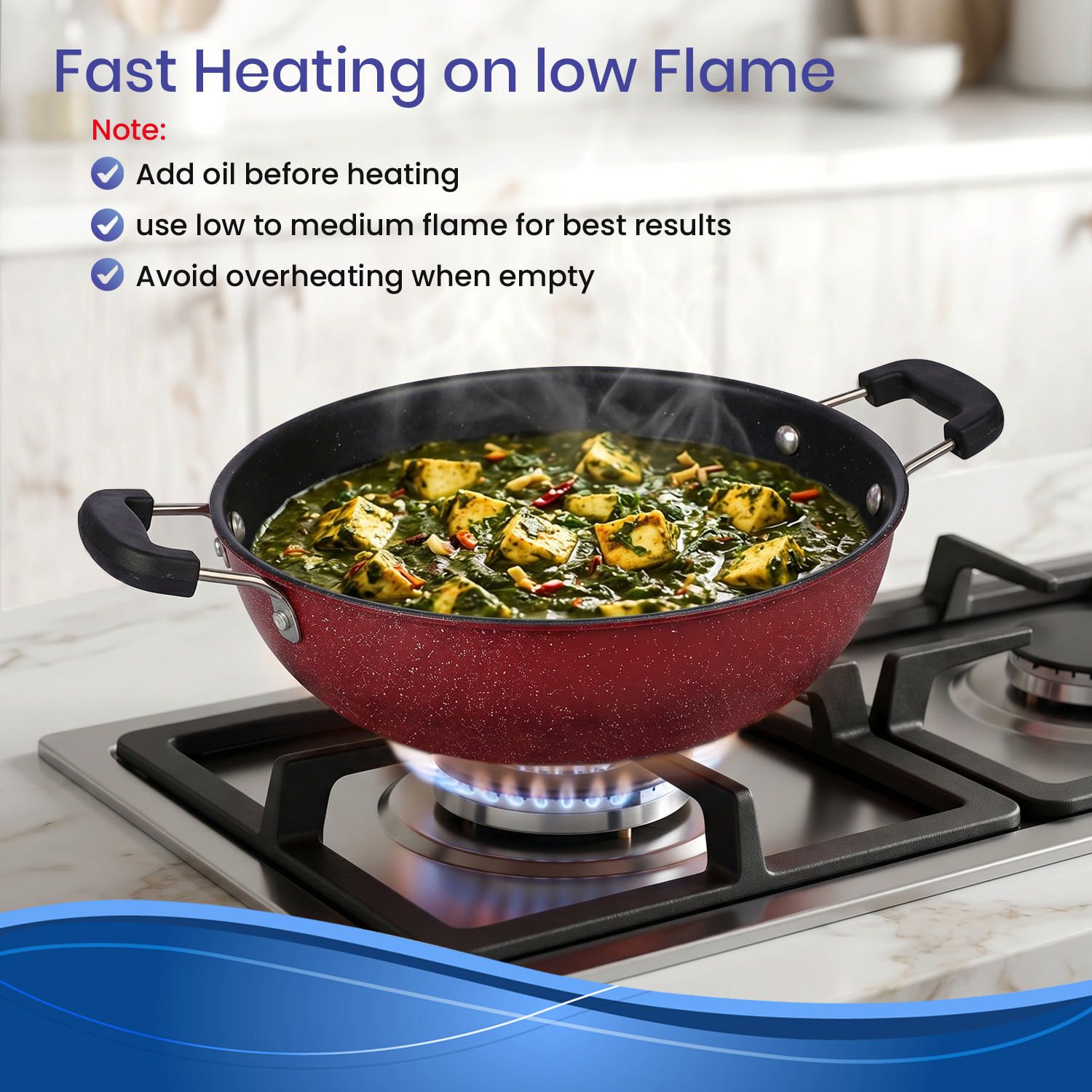 Non-Stick Kadai with Staycool Handles, FDA Approved