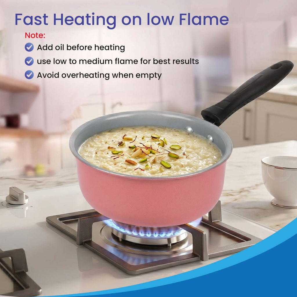 Premium Pink Non-Stick Saucepan |  PFAS, and PFOS Free