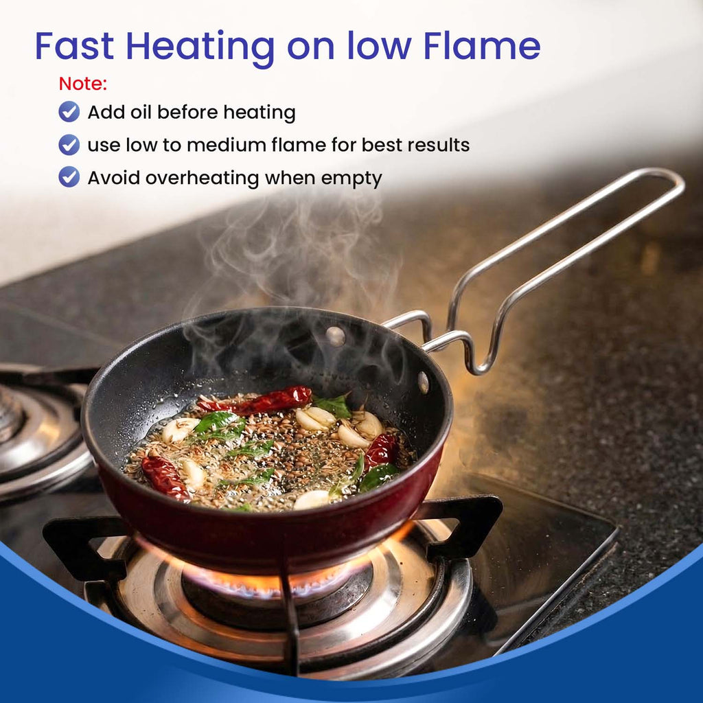 Non-Stick Mini Tadka Pan with Stainless Steel Wire Handle