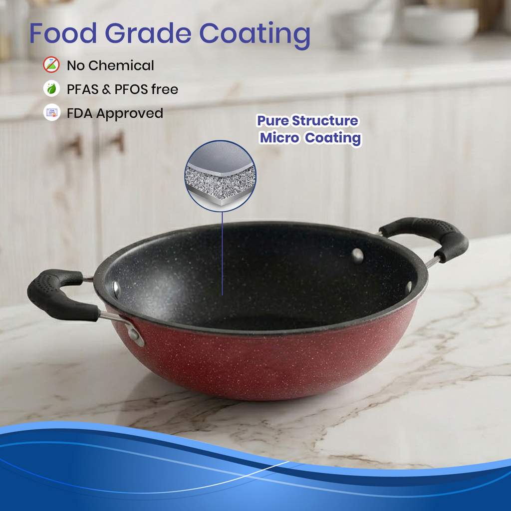 Premium Non-Stick Maroon Kadhai with Staycool Handles