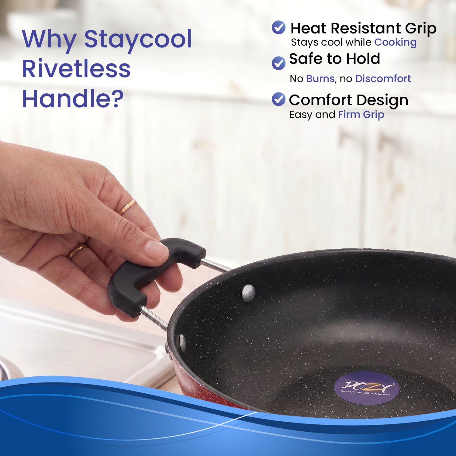 Non-Stick Kadai with Staycool Handles, FDA Approved