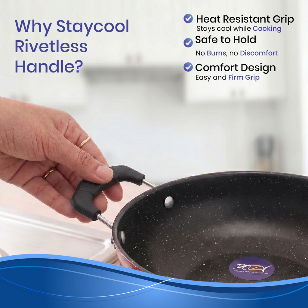 Premium Non-Stick Maroon Kadhai with Staycool Handles