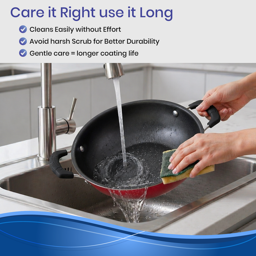 Premium Non-Stick Maroon Kadhai with Staycool Handles