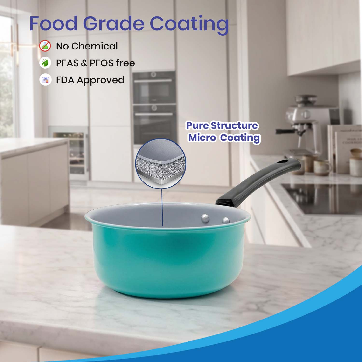 Premium Aqua Non-Stick Saucepan |  PFAS, and PFOS Free