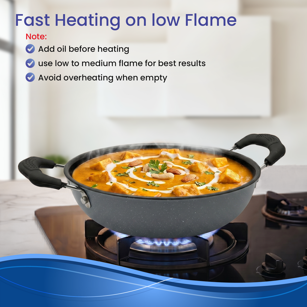 Premium Grey Non-Stick Kadai with Staycool Rivetless Handles