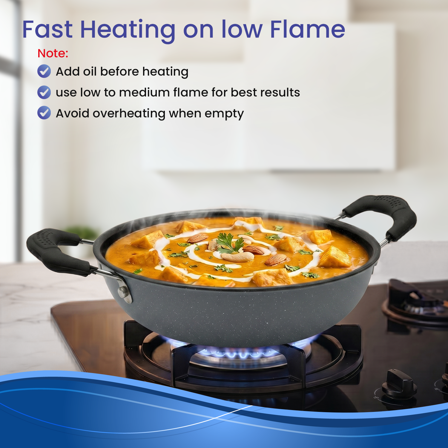 Premium Grey Non-Stick Kadai with Staycool Rivetless Handles