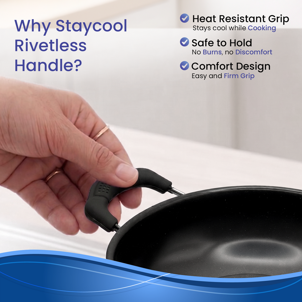 Premium Grey Non-Stick Kadai with Staycool Rivetless Handles