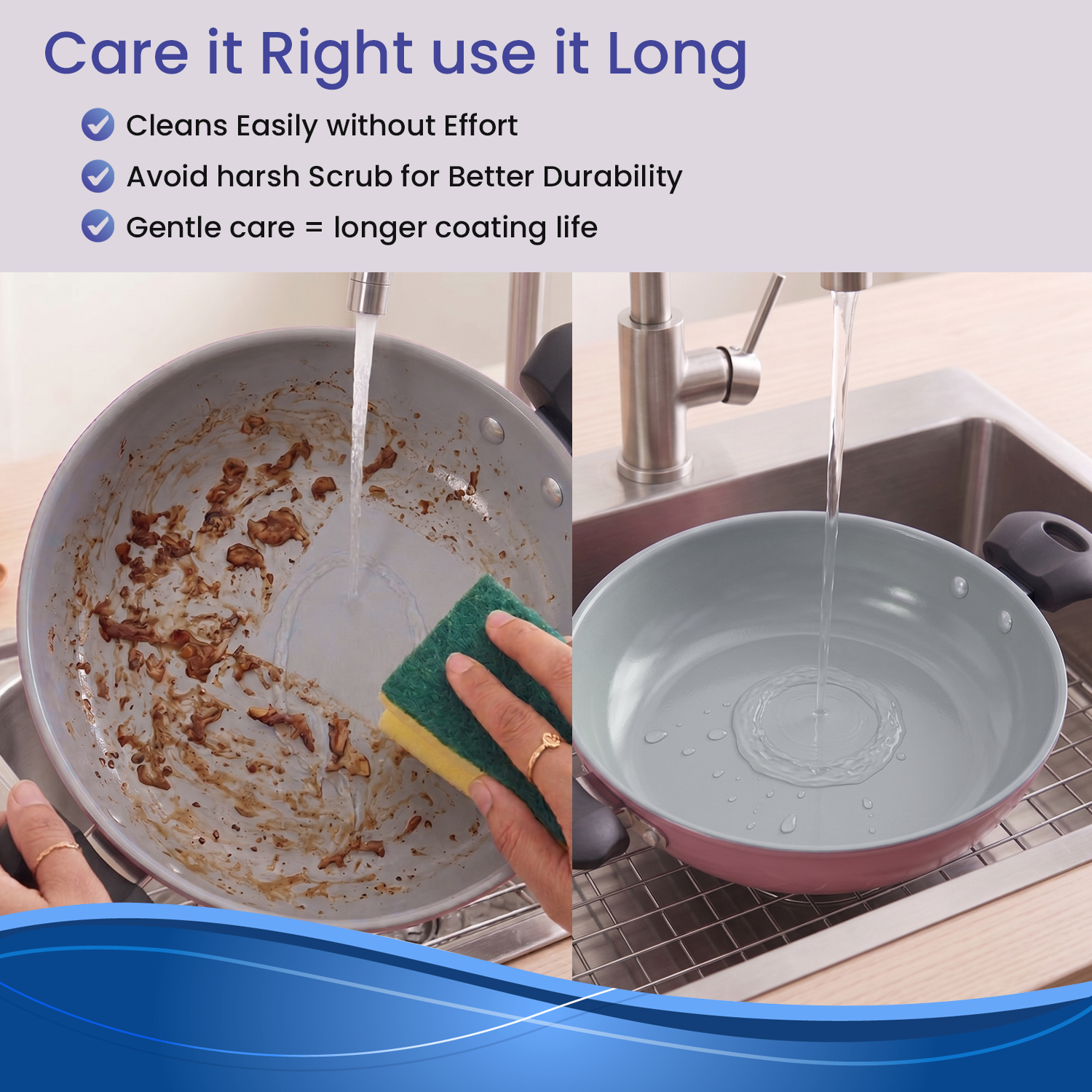 Non-Stick Premium Pink Kadhai | FDA Approved