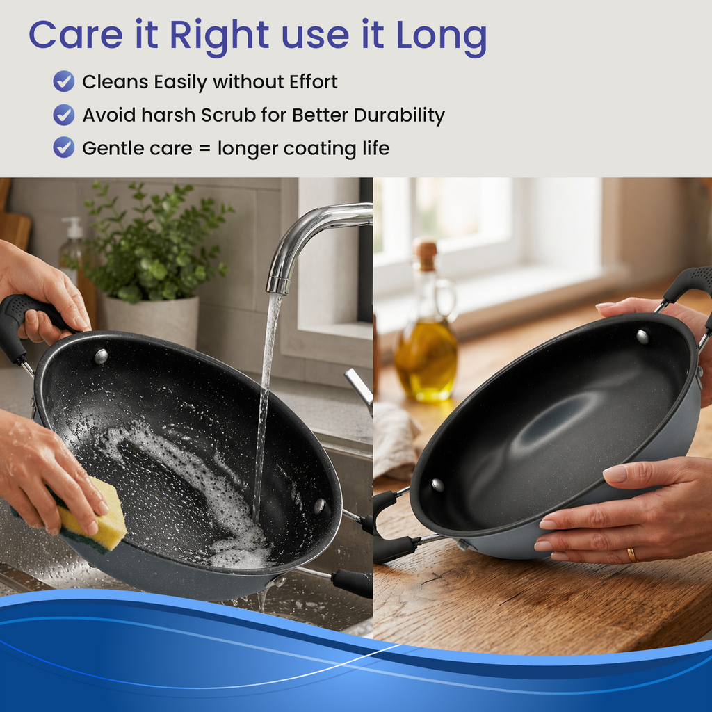 Premium Grey Non-Stick Kadai with Staycool Rivetless Handles