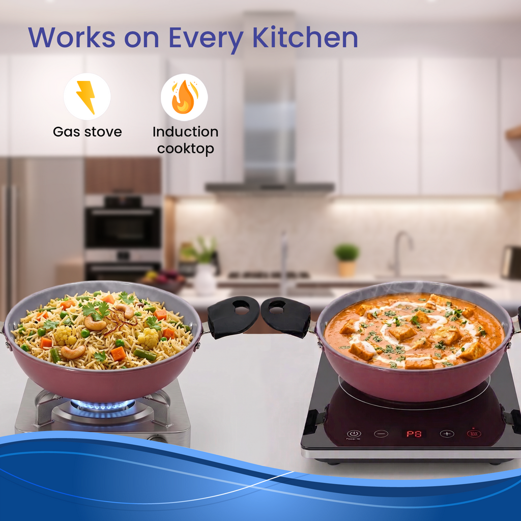 Non-Stick Premium Pink Kadhai | FDA Approved