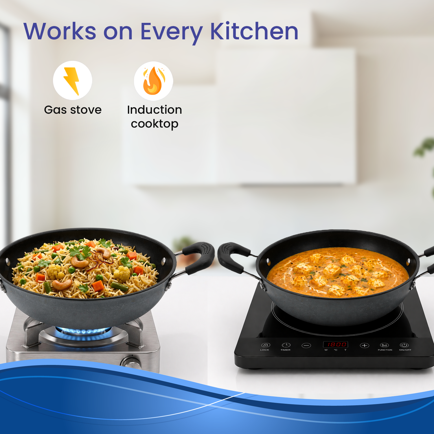 Premium Grey Non-Stick Kadai with Staycool Rivetless Handles